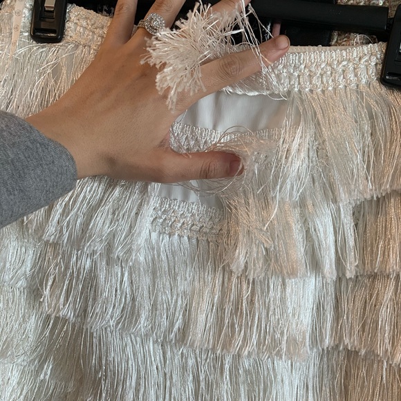 Missguided white fringe mini skirt - Picture 6 of 7